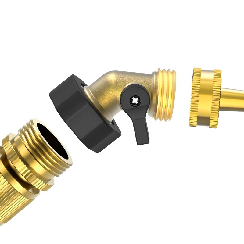 Twinkle Star 3/4" Brass Shut Off Valve Gooseneck Garden Hose Connector, 2 Pack - Image 5